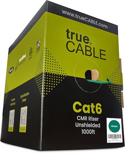 TRUE CABLE Cat6 Riser (CMR)، 1000 قدم، أزرق، 23AWG 4 أزواج من النحاس الصلب العاري، 550 ميجاهرتز، مدرج في قائمة ETL، زوج ملتوي غير محمي (UTP)، كابل إيثرنت بالجملة in Kuwait