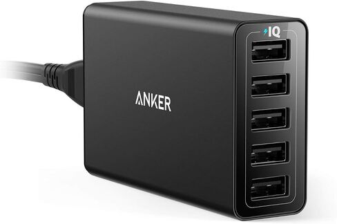 شاحن جداري USB بخمسة منافذ بقدرة 40 واط من Anker، PowerPort 5 لأجهزة iPhone XS / XS Max / XR / X / 8/7/6 / Plus، iPad Pro / Air 2 / mini، Galaxy S9 / S8 / Edge / Plus، Note 8 / 7، إل جي، نيكزس، إتش تي سي والمزيد، أسود in Saudi Arabia
