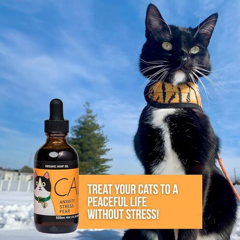 Calm Hemp Oil for Cats - Cat Stress and Anxiety Relief Oil with Premium Hemp for Cats | Nervousness & Separation Anxiety Relief for Felines - 100% Natural Cat Anxiety Relief Drops in Saudi Arabia