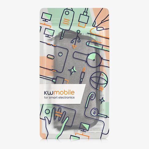 حقيبة هاتف kwmobile مصنوعة من القماش مقاس XXL - 7 بوصات - حقيبة للهواتف الذكية ذات أكمام عالمية مع سحاب كبير - رمادي داكن in Saudi Arabia