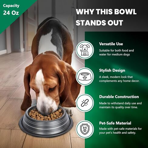 Iconic Pet Color Splash Stripe Non-Skid Stainless Steel Dog & Cat Bowl - Pink, 64 Oz, 8 Cup, Durable, Easy to Clean, Anti-Slip Feeding Dish for Food & Water, Stylish Design for Dogs and Cats in Kuwait