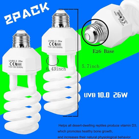 SPOTTEDSALAMANDER10.0 26W UVB Light for Reptiles Desert Terrarium Light Bulb for Reptile and Amphibian Lamp Terrarium Lamp for Desert Reptile (UVB 10.0 26W) in Saudi Arabia