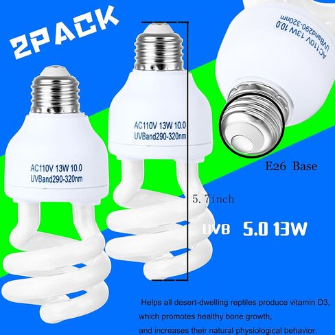 SPOTTEDSALAMANDER10.0 26W UVB Light for Reptiles Desert Terrarium Light Bulb for Reptile and Amphibian Lamp Terrarium Lamp for Desert Reptile (UVB 10.0 26W) in Saudi Arabia