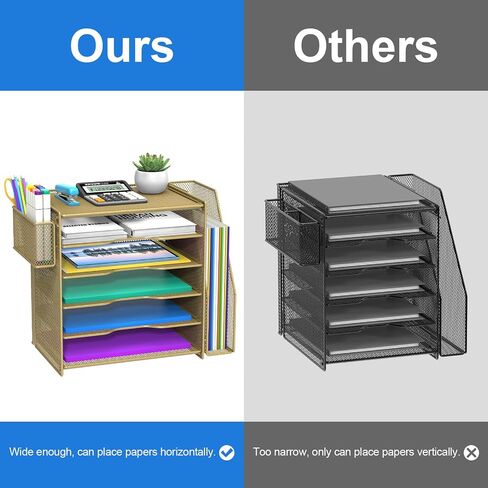 Samstar Mesh Desk Organizer, Paper Letter Tray with 5 Tier Racks Shelves,1 Extra Vertical File Sorter and Pen Holders for Office Supplies,Black in Saudi Arabia