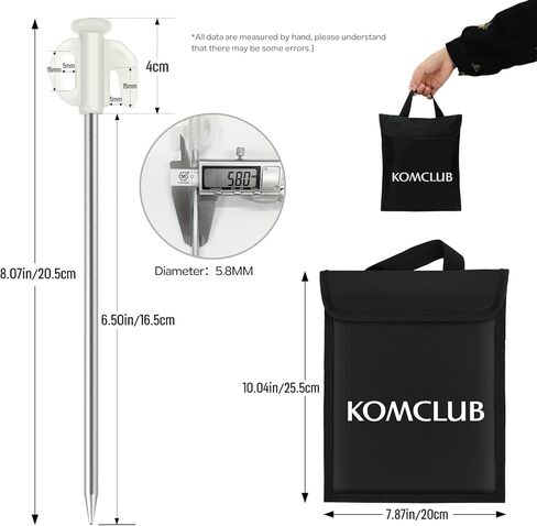 KOMCLUB 20PCS Tent Stakes Heavy Duty Tent Pegs Metal Tent Pegs Canopy Stakes Ground Stakes Spike Steaks for Outdoor Camping Tents Garden Canopies Grassland with Storage Bag in Kuwait