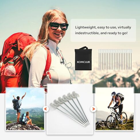 KOMCLUB 20PCS Tent Stakes Heavy Duty Tent Pegs Metal Tent Pegs Canopy Stakes Ground Stakes Spike Steaks for Outdoor Camping Tents Garden Canopies Grassland with Storage Bag in Kuwait