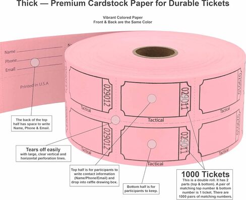 Tacticai 1000 Purple Raffle Tickets, Double Roll, Ticket for Events, Entry, Class Reward, Fundraiser & Prizes in Saudi Arabia