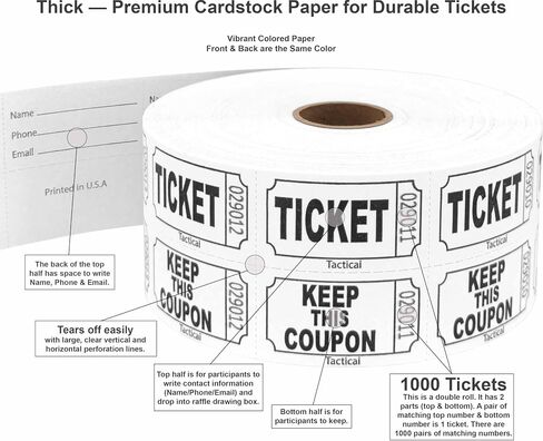 Tacticai 1000 Purple Raffle Tickets, Double Roll, Ticket for Events, Entry, Class Reward, Fundraiser & Prizes in Saudi Arabia