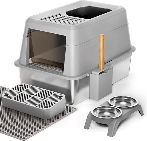 Stainless Steel Litter Box with Lid, Extra Large Enclosed Metal Boxes with Cover for Big Cats, XL Covered Cat Litter Box with Enclosure in Saudi Arabia