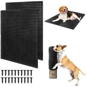2 PCS Dog Back Scratcher, Gentle Touch Itchin Post Pad, Suitable for Dog、Horse、Cow、Goat, 14.17''*11.81'' Dog Massage Bed, Soft Massage Brush Fit for Wooden Stake, Wall, Sofa, Ground with 20 Screws