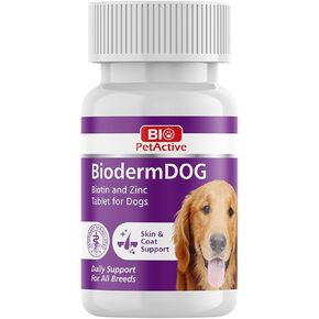 Bio Pet Active BiodermDOG 0.5 Zinc and Biotin Tablets for Dogs, Immune System, Skin, Coat and Nail Support for Dogs, 1.32 oz, 75 Chewable Tablets