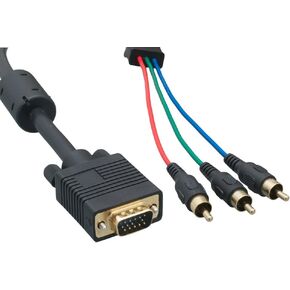 ZC7AF1MM-06 VGA to 3 Mini Coaxial Video Cable, HD15 M/RCA M X 3, 6 ', 28AWG, OD:8.0mm