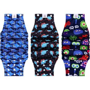 CuteBone Male Dog Diapers Washable with Snaps Doggie Belly Band Reusable 3pcs a Pack for Male Dogs Wraps KDM02XL
