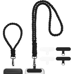 OUTXE Phone Lanyard, 1×Phone Neck Lanyard, 1× Phone Wrist Strap, 4 × Tabs, Heavy Duty Paracord Cell Phone Lanyard for Hiking/Cycling/Climbing/Fishing