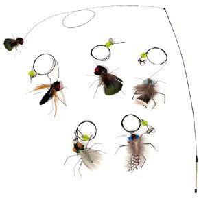 Cat Feather Toy Refills Flies with Cord 5pcs Interactive Cat Toy Kitten Toys Teaser Wand Attachments Refills Cat Fishing Pole Toys (5pcs Refills)