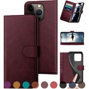 compatible with iPhone 16 Pro Max Genuine Leather Wallet case【RFID Blocking】【4 Credit Card Holder】【Real Leather】Flip Folio Book Phone case Cover Women Men for Apple 16 ProMax case Light Brown