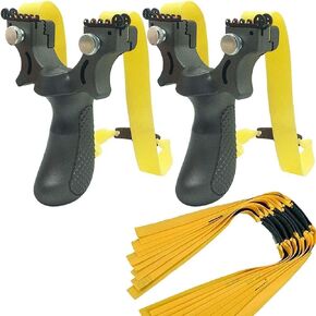 Slingshots 2 pcs High Velocity Catapult with 6 Pcs Flat Bands
