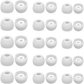 15 Pairs Silicone Ear Bud Replacement Pieces Earbuds Ear Tips Replacement Ear Bud Covers S/M/L Sizes Ear Gels Soft Earphones Earbuds White Ear Cushion Ear Bud Tips Replacement Kit