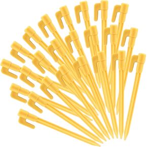24 Pack Plastic Tent Stakes, 5.7 Inch Yellow Durable Garden Landscape Stakes Tent Spikes for Camping, Gardening, Outdoor Beach