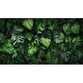 Tropical Leaves Aquarium Background Various Lush Bush Leaves Terrarium Background Jungle Style Landscape Green Leaves Reptile Habitat Background Fish Tank Decor Vinyl 36x18in