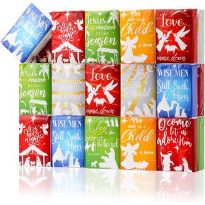 30 Pack Holiday Merry Christmas Pocket Facial Tissues Christmas Pocket Sized White Travel Facial Tissue Christmas Travel Facial Tissues for Christmas Party Favors Holiday Travel Supplies (10 Designs)