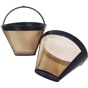 2Pcs Reusable Coffee Filter Basket, No.4 Cone Coffee Maker Filters, for Ninja and Cuisinart Coffee Maker Machines Brewers Filter Replacement