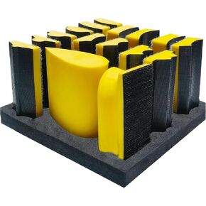 Hand Sanding Block Set of 16,Interchangeable Assorted Contoured Profile Sanding Pad Kit,Hook and Loop Abrasive Sanding Chassis for Sand Wood Furniture, Auto Paint and Crafts,Red