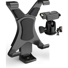 iPad Tripod Mount Adapter with 360° Rotatable Ball Head, iPad Holder for Tripod, Fits 5" to 9.7" Tablets for Video Recording, Compatible with iPad Mini, Air