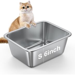 Litter Box Stainless Steel Cat Litter Box Metal Litter Box Easy to Clean,Non-Stick Kitty Litter Box,Suitable for Indoor and Outdoor Pet Cats (Small)