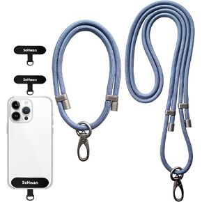 Cell Phone Lanyard Adjustable,2×Pads,1×Adjustable Neck Strap,1×Adjustable Wrist Strap,Outdoor Travel Essential (Blue)