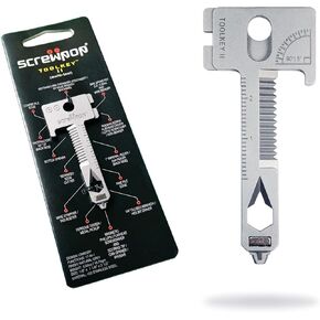 Toolkey II Keychain 17+ Functions Multitool with Magnetic Dual Phillips | Flathead Screwdriver Stainless Steel Natural Silver