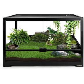 23 Gallon Reptile Terrarium Glass Tank 24"*18"*12.6" Knock-Down Cage Enclosure with Double Front Openning Door and Top Screen Ventilation for Bearded Dragon,Chameleon,Tarantula,Snake