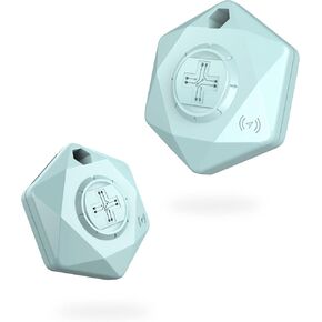 Swissdigital Design Work with Apple Find My Bluetooth Locator Keychain 2pc - for Accompany Luggage, Keys and Personal Effects - Glacier