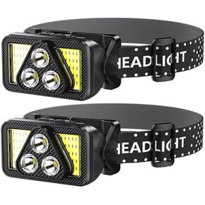 2-Pack Rechargeable LED Headlamps Flashlight, 1200 Lumen Bright Light With White Red Headlight, Waterproof Motion Sensor Head lamp, 6 Modes For Outdoor Camping Running Hiking Biking Fishing Head light