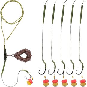 FUSIGO Carp Fishing Rig Kit Hair Carp Fishing Accessories Set Carp Flat Pear Sinker with Rolling Quick Change Swivels for Carp Bass Carp Tackle Rigs Set Carp Hook Carp Sinker Corn