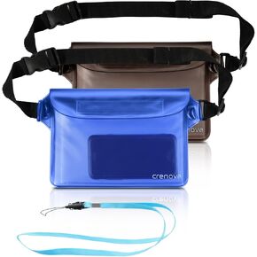 Crenova Waterproof Pouch with Waist Strap 3 Pack IP68 Waterproof Waist Bag Screen Touchable Dry Bag with Adjustable Belt | Vacation Essentials Accessories to Keep Your Valuables Safe and Dry | Perfect for Beach Snorkeling Kayaking Pool Water Park