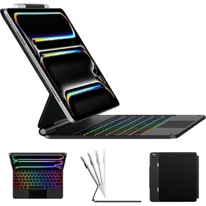 typecase Keyboard Case for iPad Pro 13-inch (M4) 2024,Magic Keyboard with 11 Colors Backlight for iPad Pro 13,Keyboard Case with Pencil Holder,Multi-Touch Trackpad, Easy-Set Magnetic Stand,Black