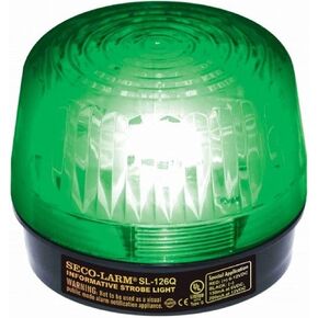 SECO-LARM SL-126Q/G Green Strobe Light; For 6- to 12-Volt use; For "informative" general signaling requirements; Easy 2-wire installation, regardless of voltage