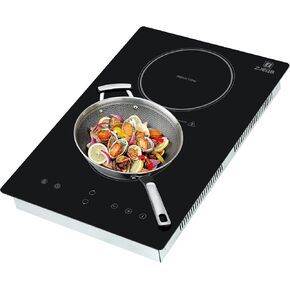 Dual induction cookerr 110V amazon 12 inch stove 2 burners, top of shatterproof flat glass and Plug in Electric Stove Low Noise Electric Cooktops With touch sensor control and child safety lock