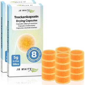 JB WHITE 16pcs Drying Capsules for Hearing Aid and Earmold | Discs for Drying Jar | +40% More Desiccant in Each Puck | Orange Silica Tablet Against Moisture (5g, 0,176 oz, Color Indicator, 16 Pack) in Saudi Arabia