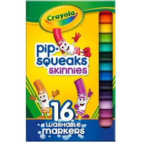 Crayola Washable Pip Squeaks Skinnies Markers, 16 Count, School Supplies, Gifts for Boys and Girls