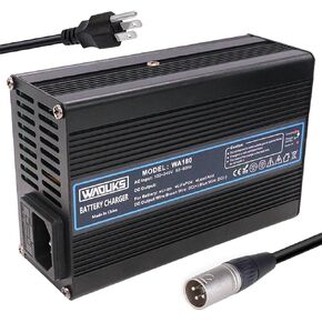 58.4V 3A Charger 58.4V LiFePO4 Battery Charger Output XLR Connector Used for 16S 48V 51.2V LiFePO4 Battery Pack with Cooling Fan Aluminum Case
