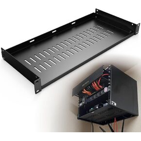 1U Server Rack Shelf 12" (305mm) Rack Mount Shelf Network Rack Shelf Suitable for 19" Network Equipment Racks and Cabinets, Ventilated Cantilever Tray