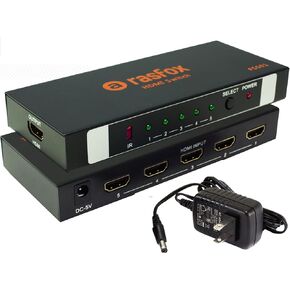 HD501 Powered 5-Port HDMI Switch Switcher Selector Splitter with IR Remote; 4K & 1080P; 5 in 1 Out; Connect 5 HD Devices to 1 HDTV