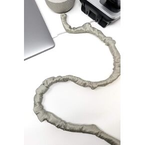 Gray t Lamp Cord Cover Thin-Style Faux Silk 9 ft Long Grey