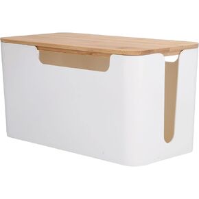 Cable Management Box, Wooden Cable Organizer Box with Lid Cord Storage Organizer Wire Holder Small Cord Organizer Case Extension Cord Box for Cord Hider Tv Wires Routers Computers Wires Home Office
