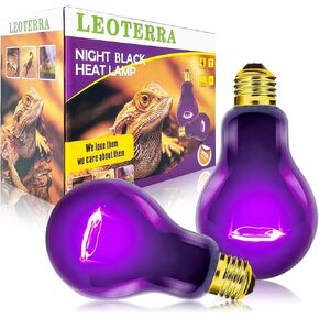 Leoterra Night Black Heat Lamp 100W 2 Pack,Reptile Heat Lamp Bulbs for Lizard Bearded Dragon Leopard Snake Turtle, Chameleon Use 120V E26 Base