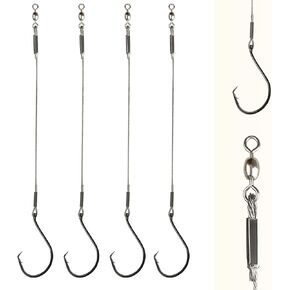 Fishing Catfish Circle Hooks Rig, 50pcs Fishing Leader Hooks for Catfish, Bass, Saltwater, Offset Hooks