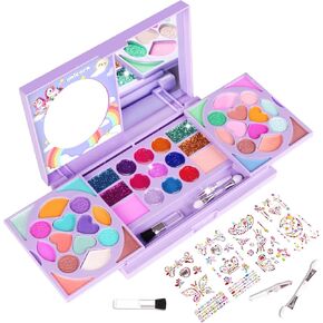 KIDCHEER Kids Makeup Kit for Girls Princess Real Washable Cosmetic 3+ Year Old Girl Birthday Gifts Pretend Play Toys for Girls 8-10 with Mirror - Non Toxic
