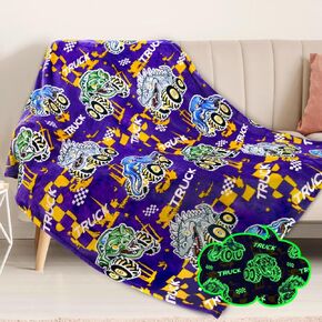 Kids Truck Toys Glow in The Dark Blanket for Boys Tractor Car Throw Blanket Soft Warm Blankets Glowing Trucks Decor Blanket 40"x50"